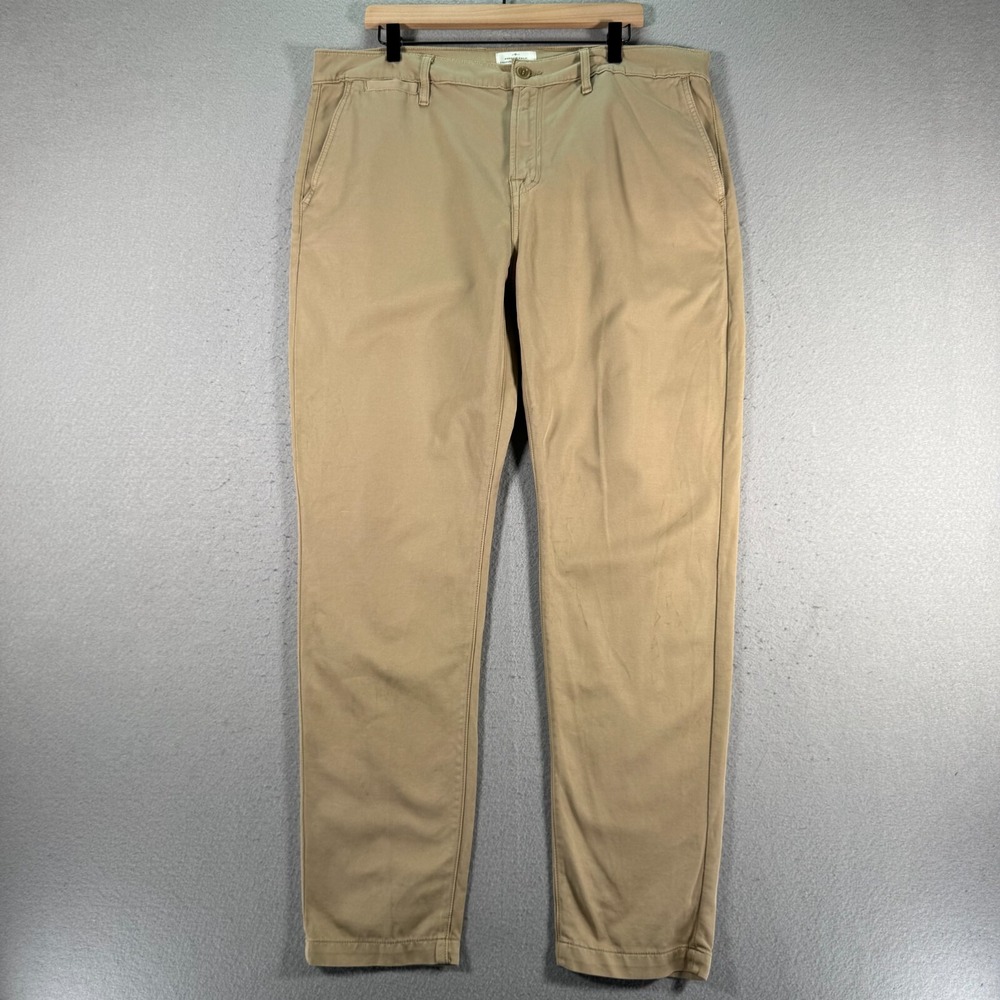 7 For All Mankind Premium Denim Chino Pants Mens 38 Brown Slim Straight Comfort